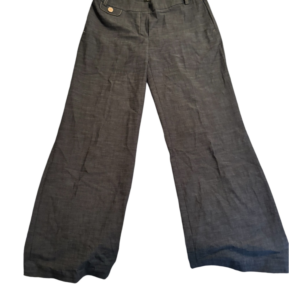 Rafaella Womens Stretch Pants Classic Fit Wide Leg Indigo Blue